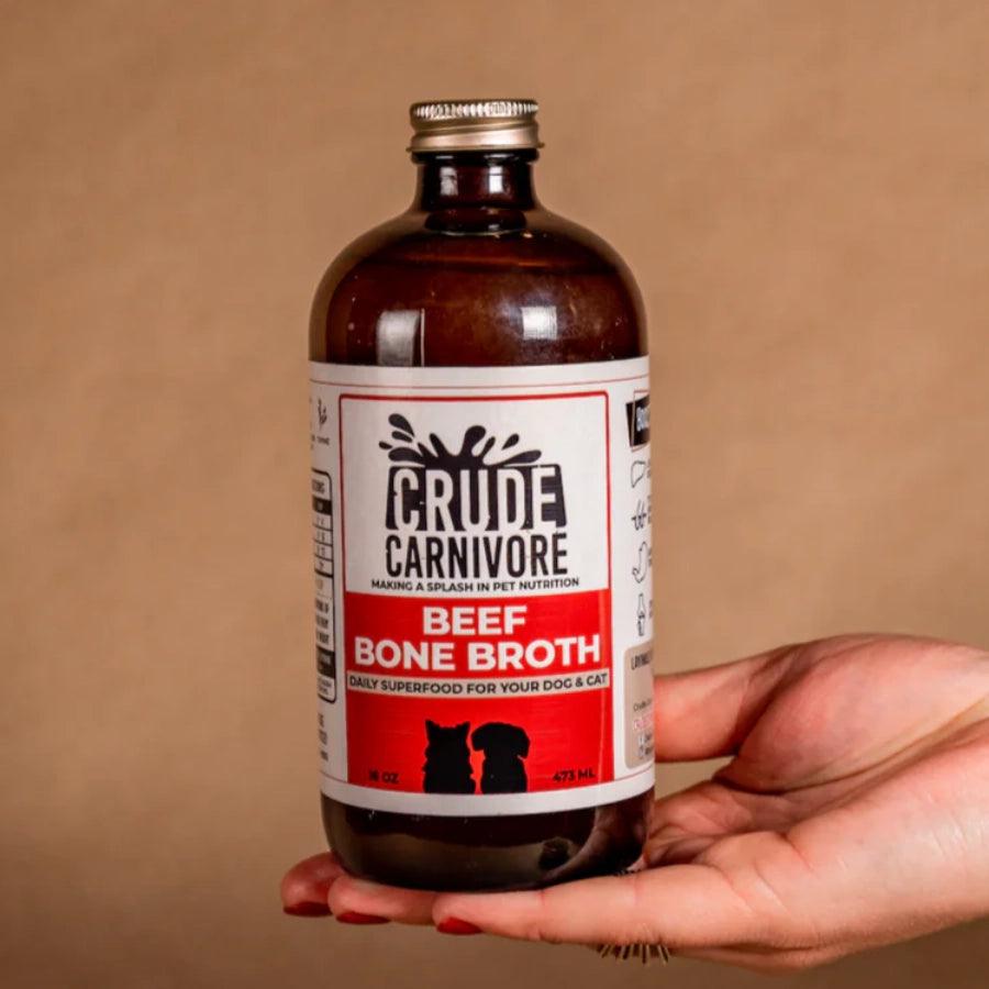 Crude Carnivore Caldo de Huesos de Res para perro 475ml